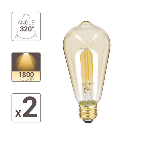 Lot 2 ampoules LED Edison E27 XANLITE DECO Verre ambré vue détaillée