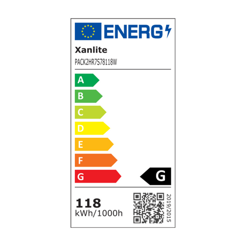 Lot De 2 Ampoules Halogènes Culot R7s, 78mm, 2216 Lumens, 2900 Kelvins, Blanc Chaud Dimmable