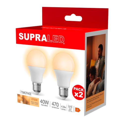 Lot de 2 ampoules LED standard TIMOTHEE E27 40W