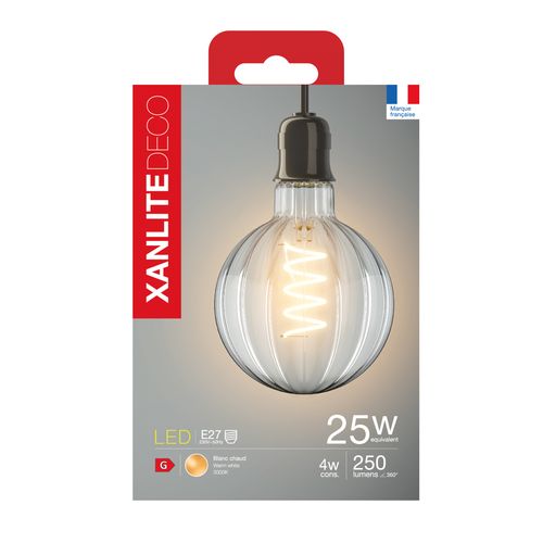 Ampoule LED Striée Globe E27 Blanc chaud