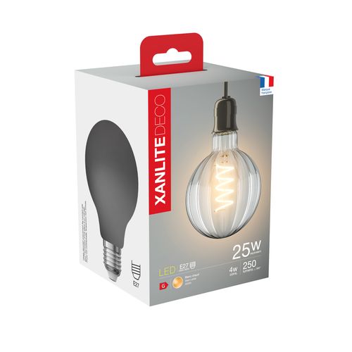 Ampoule LED Striée Globe E27  Blanc chaud