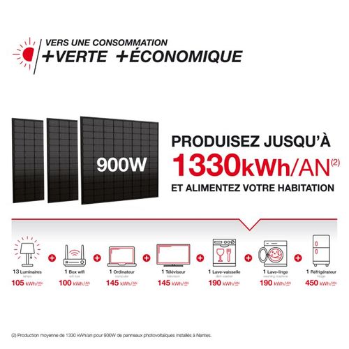 Panneau Solaire Kit Starter 150w, Ip67, Onduleur Wifi, Câble 3m