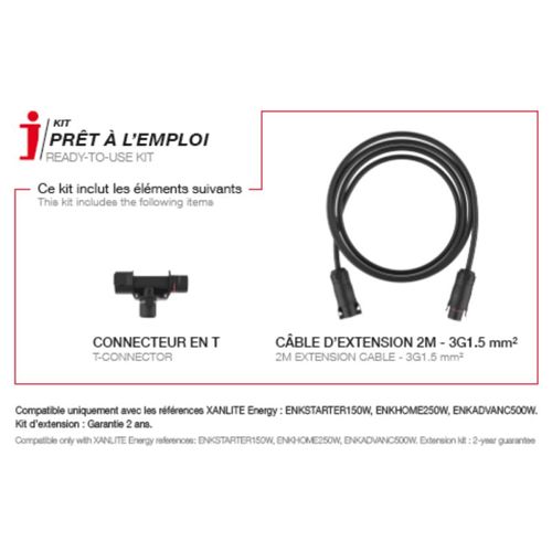 Kit D'extension Pour Kits Solaires, Ip67, Câble 2m