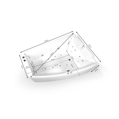 Baignoire Balnéo 2 Places Sangha Duo Wave Droite  L170xl(120x70)xh63cm