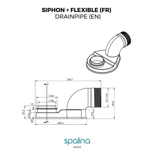 Accessoire Siphon Extra Plat + Flexible 80  X8,94  X6,53  Cm, By Spalina