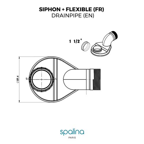 Accessoire Siphon Extra Plat + Flexible 80  X8,94  X6,53  Cm, By Spalina