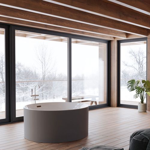 Baignoire Îlot Ronde Loom 2.0 Grise 130x130 Cm