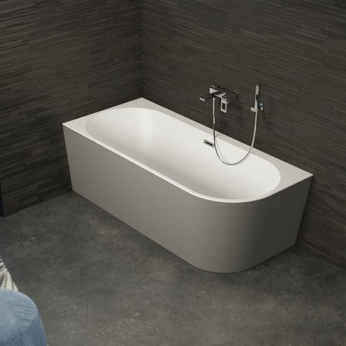 Baignoire Semi-îlot Murale Capri 180 Gauche Grise L. 180 X L. 81 Cm