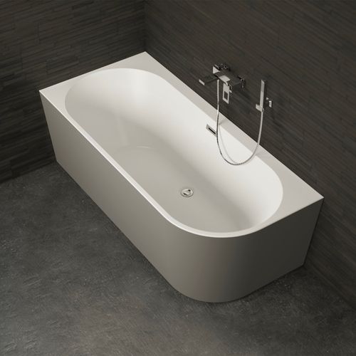 Baignoire Semi-îlot Murale Capri 180 Gauche Grise L. 180 X L. 81 Cm