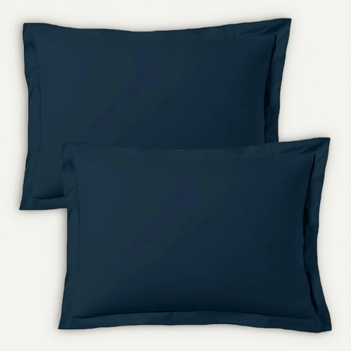 Lot De 2 Taies D'oreiller 50x70 Cm Satin De Coton Bleu