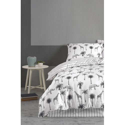 Housse De Couette + Taies Oreiller 240x220 Cm "jungle" Coton Imprimé.