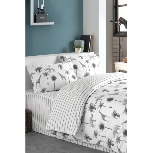 Housse De Couette + Taies Oreiller 240x220 Cm "jungle" Coton Imprimé.