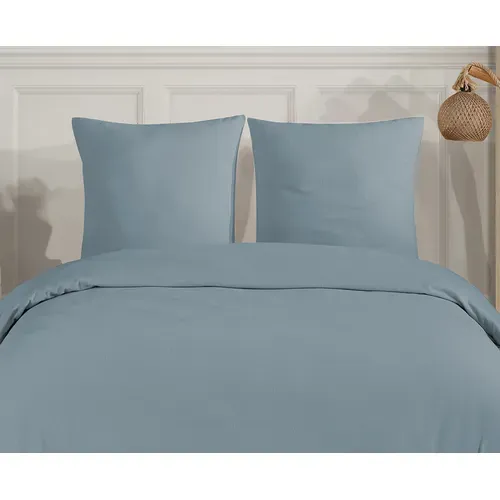 Parure De Lit 2 Personnes 260x240 Cm Flanelle De Coton Bleu