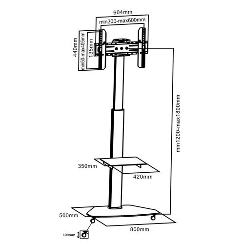 Support Mobile Pour écran TV  37''-70'' Hauteur 120-180cm