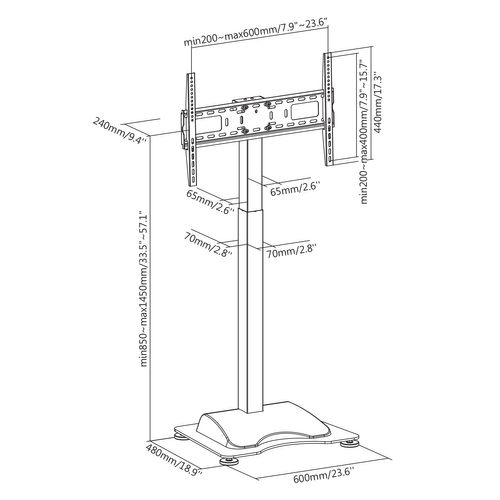 Support Sur Pied Ascenseur Motorisé Pour écran TV 37''-75''
