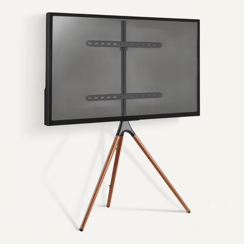 Support Chevalet Design Scandinave Pour TV 45''- 65'' Noir/noyer