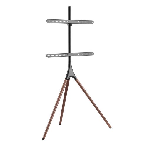 Support Chevalet Design Scandinave Pour TV 45''- 65'' Noir/noyer