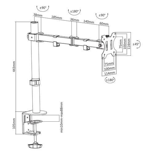 Support Bureau 1 écran PC 13"- 32"