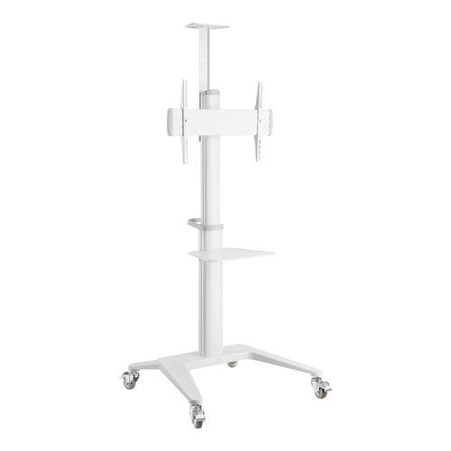 Support Mobile Pour écran Visioconférence 37''-70'' Hauteur 125-160cm Blanc