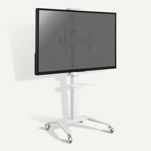 Support Mobile Pour écran Visioconférence 37''-70'' Hauteur 125-160cm Blanc