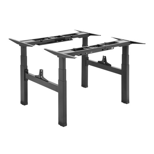 Double Bureau Motorisé Assis-debout 120x75cm Plateaux Noyer/pied Noir