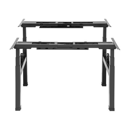 Double Bureau Motorisé Assis-debout 120x75cm Plateaux Noyer/pied Noir