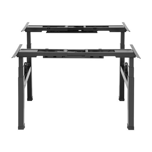Double Bureau Motorisé Assis-debout 120x75cm Plateaux Noyer/pied Noir