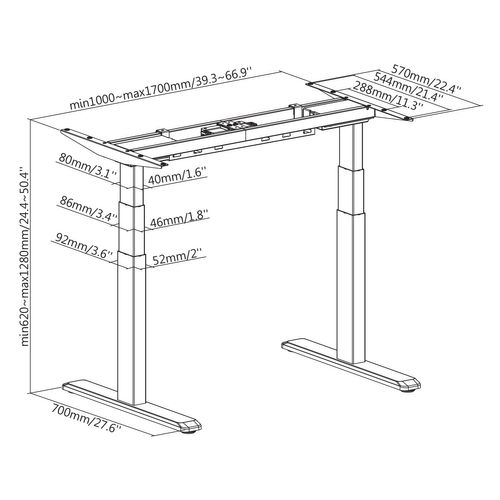 Bureau Motorisé Assis-debout 120x75cm Plateau Noyer/pied Gris