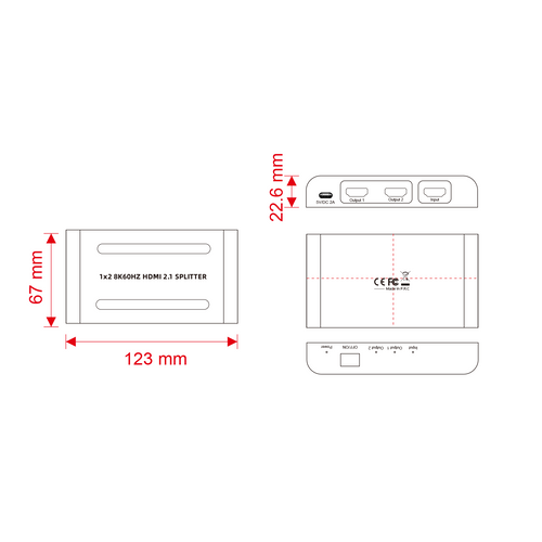 Splitter HDMI 2.1, 1 Entrée / 2 Sorties, 8k 60 Hz