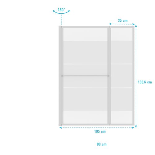 Pare Baignoire Relevable 139x105cm Avec Volet - Verre Transparent Avec Bande Depolie