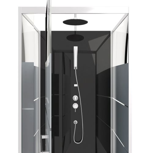 Cabine De Douche Carrée Avec Verre Sérigraphié - 80x80x235 Cm - Gris Clair