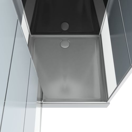 Cabine De Douche Carrée Avec Verre Sérigraphié - 80x80x235 Cm - Gris Clair