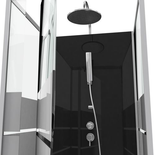 Cabine De Douche Carrée Avec Verre Sérigraphié - 70x70x235 Cm - Gris Clair