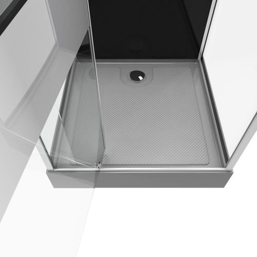 Cabine De Douche Carrée Avec Verre Sérigraphié - 70x70x235 Cm - Gris Clair