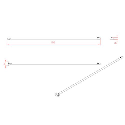 Barre De Fixation Chromée Recoupable Pour Paroi De Douche - Longueur 100 Cm