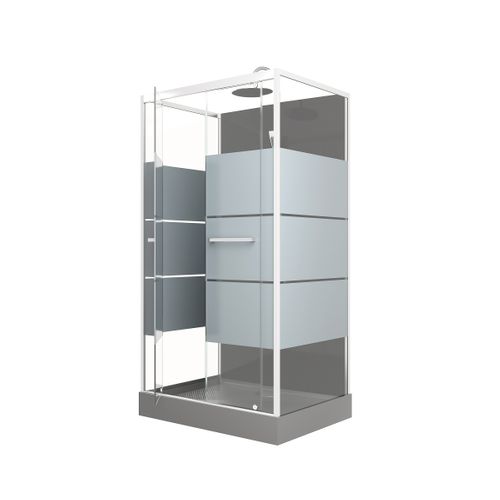 Cabine De Douche Avec Portes Sérigraphiées - 110x80x235 Cm - Gris Clair