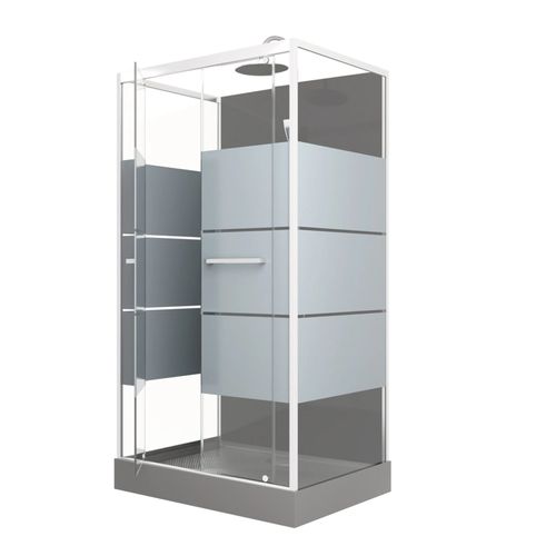 Cabine De Douche Avec Portes Sérigraphiées - 110x80x235 Cm - Gris Clair