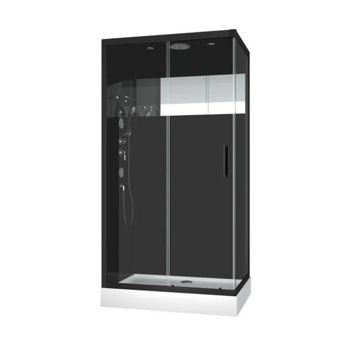 Cabine De Douche Black Mirror 2 Rectangle - 110x80x220 Cm - Noir