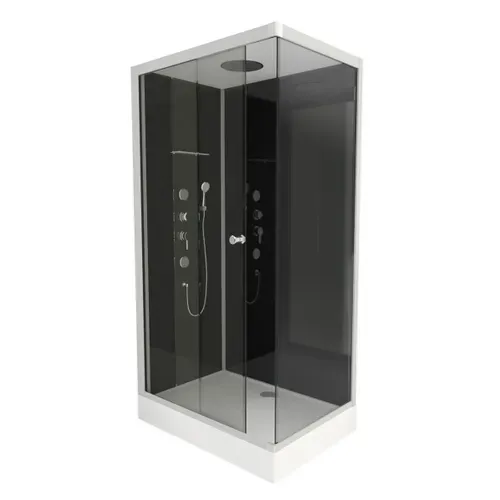 Cabine De Douche Avec Système Hydromassant - 110x80x215 Cm - Gris Clair