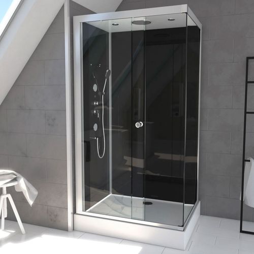 Cabine De Douche Avec Système Hydromassant - 110x80x215 Cm - Gris Clair