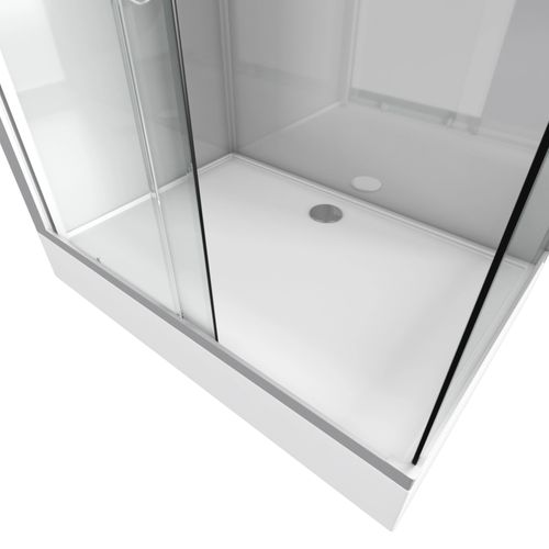 Cabine De Douche Rectangulaire À Bandes Laquées - 80x110x230 Cm - Gris Clair