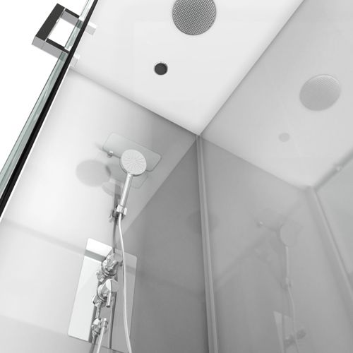 Cabine De Douche Rectangulaire À Bandes Laquées - 80x110x230 Cm - Gris Clair