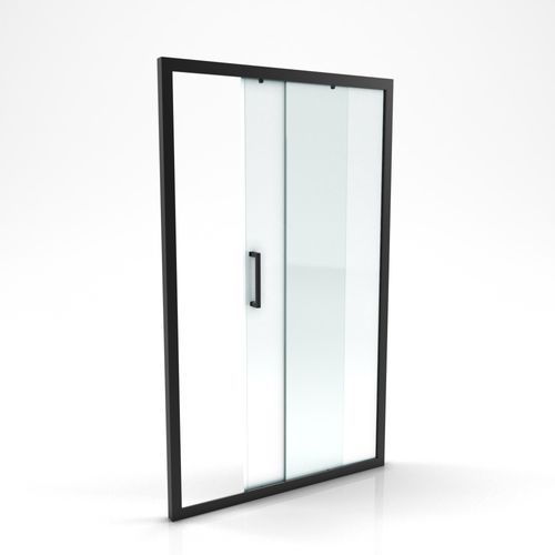 Porte De Douche Coulissante 120x200 Cm - Verre Transparent - Profilé Noir - Crush