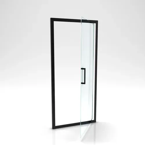 Porte De Douche Pivotante - 90x200 Cm - Profilés Noir Mat - Verre Trempé 6 Mm - Crush