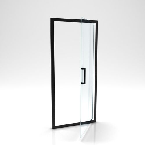 Porte De Douche Pivotante - 80x200 Cm - Profilés Noir Mat - Verre Trempé 6 Mm - Crush Pivotante