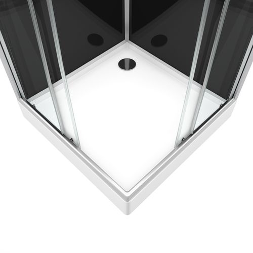 Cabine De Douche Carrée Avec Portes Coulissantes En Verre Trempé - 195x80x80 Cm - Noir