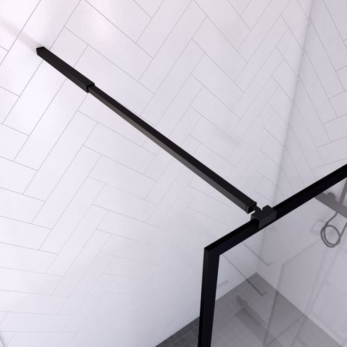 Paroi De Douche 140x200 Cm - Cadre Et Bras Aluminium Noir Mat - Dark Contouring