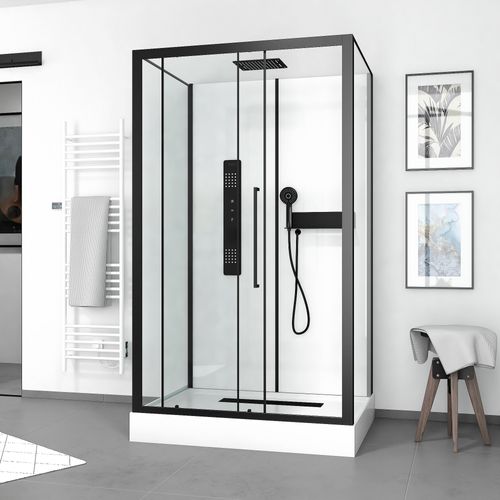 Cabine De Douche Rectangulaire Design Style Industrielle - 115x217x90 Cm - Blanc