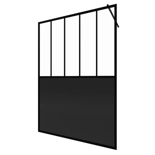 Paroi De Douche 140x200 Cm Type Verriere - Verre Trempe Et Structure Aluminium Noir Mat