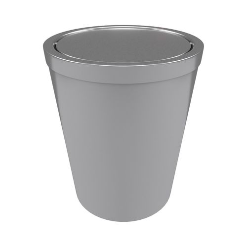 Poubelle Avec Couvercle Pivotant - D.20 Cmx(h) 24 Cm - Argent